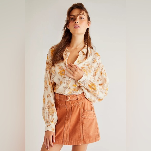 Spell Tops - Spell & The Gypsy Collective Meadowland Linen Blouse Size XS